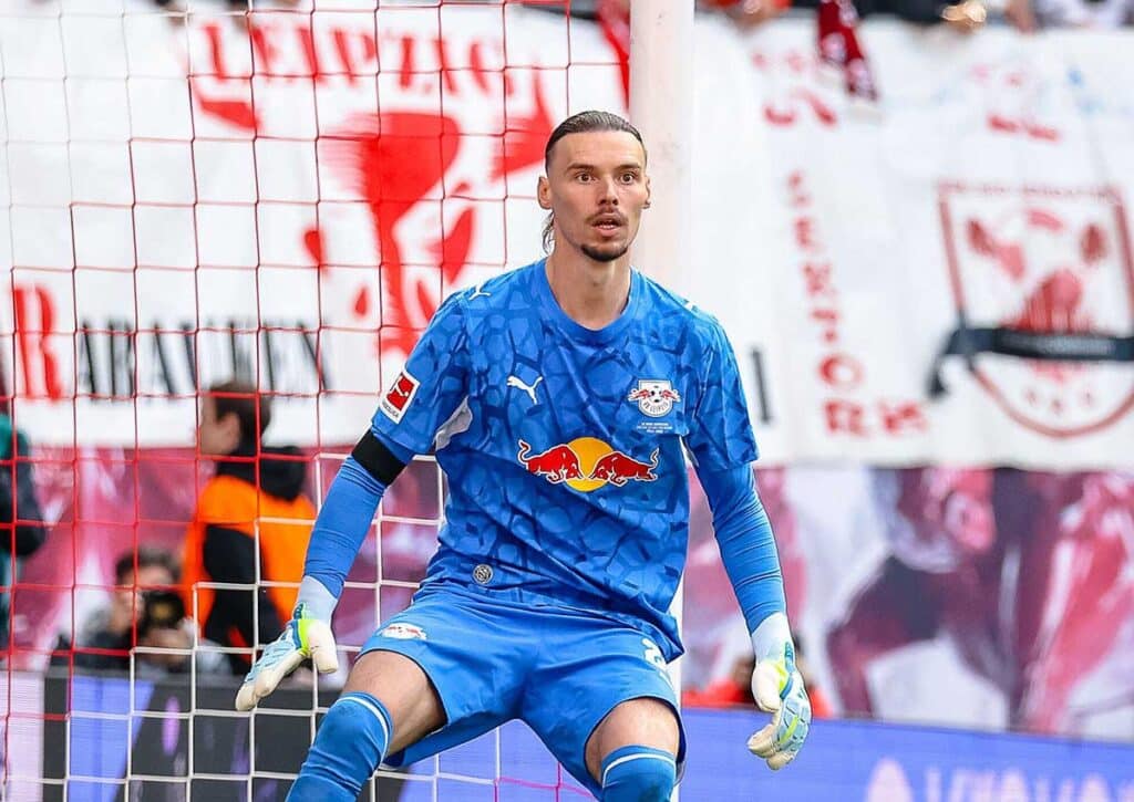 Setzt sich Freiburg gegen RB Leipzig (im Bild: Vandevoordt) in einem knappen Duell durch? (© dpa picture alliance archive / Alamy Stock Photo) Freiburg RB Leipzig Tipp