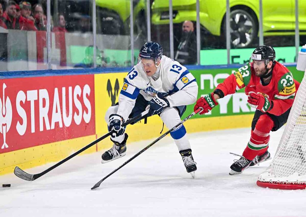 Können auch die USA die Defensive von Finnland (im Bild: Jesse Puljujärvi) nicht durchbrechen? (© Just Pictures GmbH / Alamy Stock Photo) Finnland USA Tipp