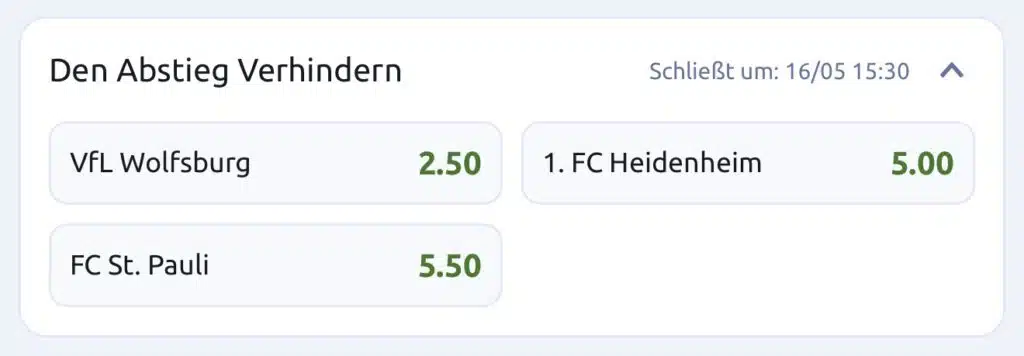 Wer verhindert den Abstieg in die 2. Bundesliga?