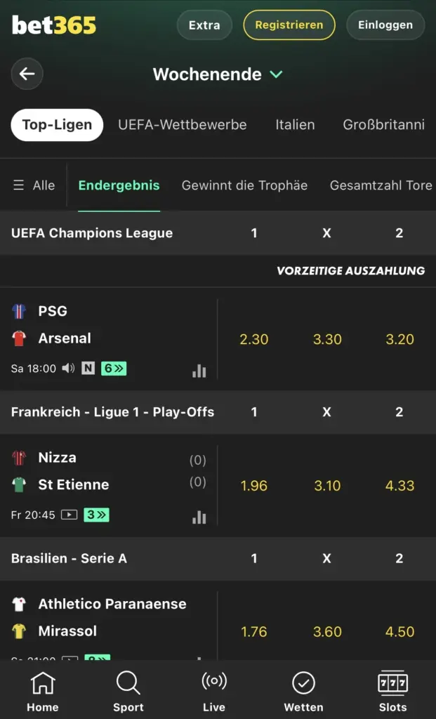 Sportwetten Vergleich: Fussball Wetten bei bet365
