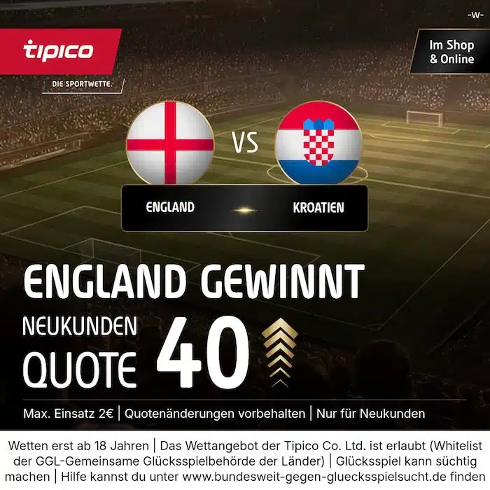 England - Kroatien Tipico Quote