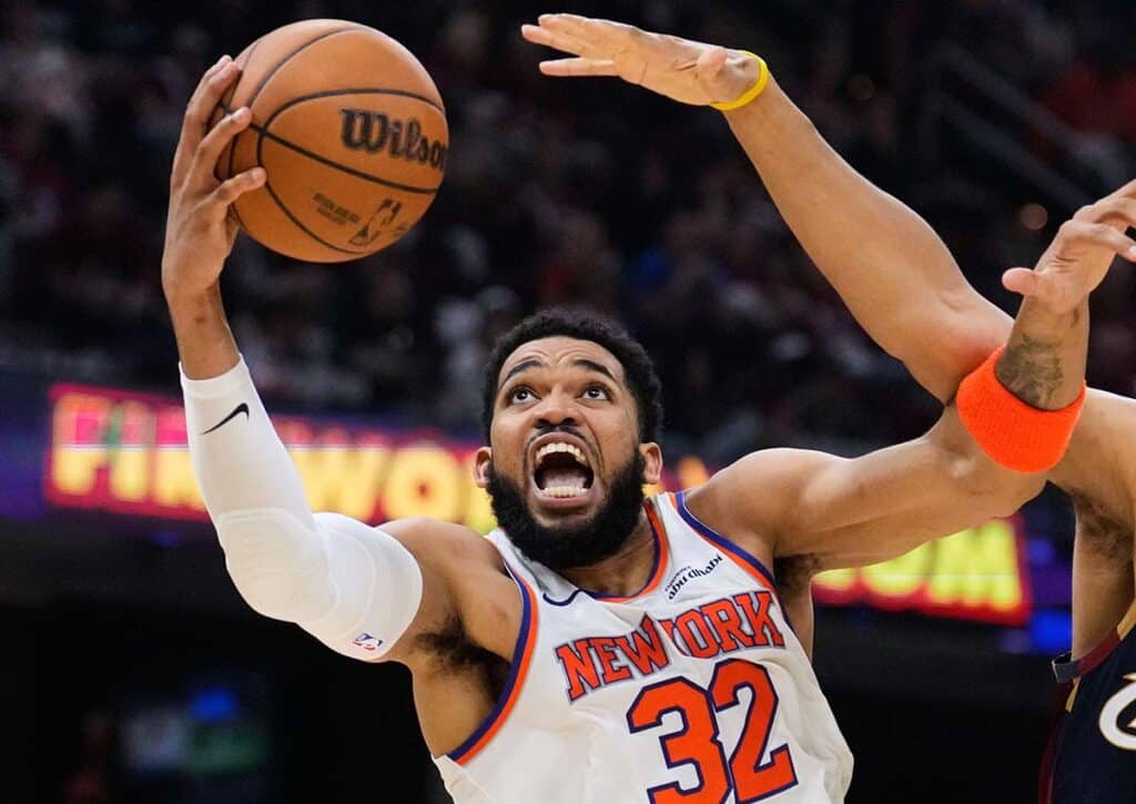 Erringen die Spurs gegen die Knicks (im Bild: Towns) in Spiel 1 der NBA Playoff Finals einen Sieg? (© Associated Press / Alamy Stock Photo) San Antonio Spurs New York Knicks Tipp