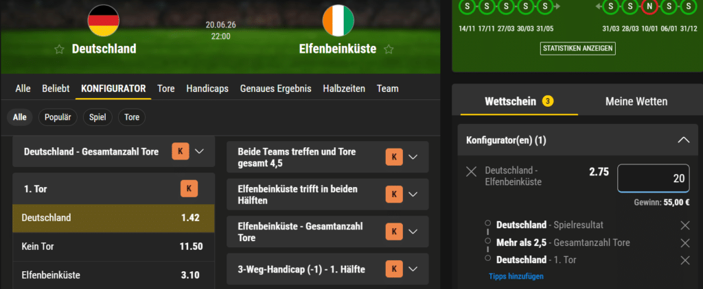 Bwin WM-Wetten Bwin Konfigurator