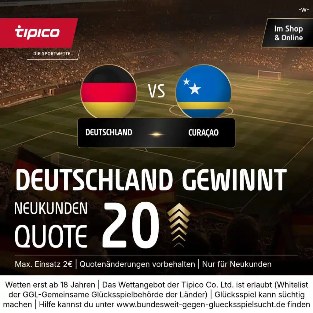 Tipico Quoten Boost Deutschland - Curacao