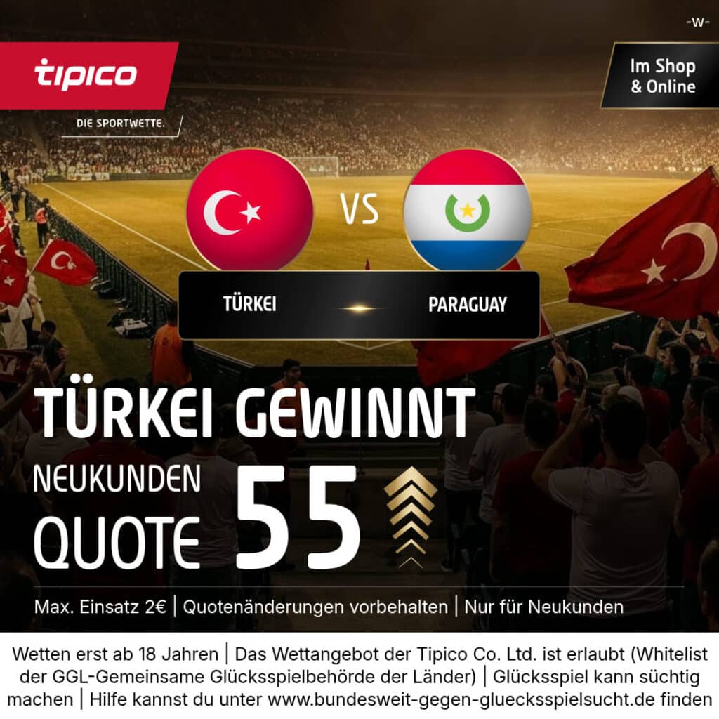 Türkei - Paraguay Tipico Quoten Boost