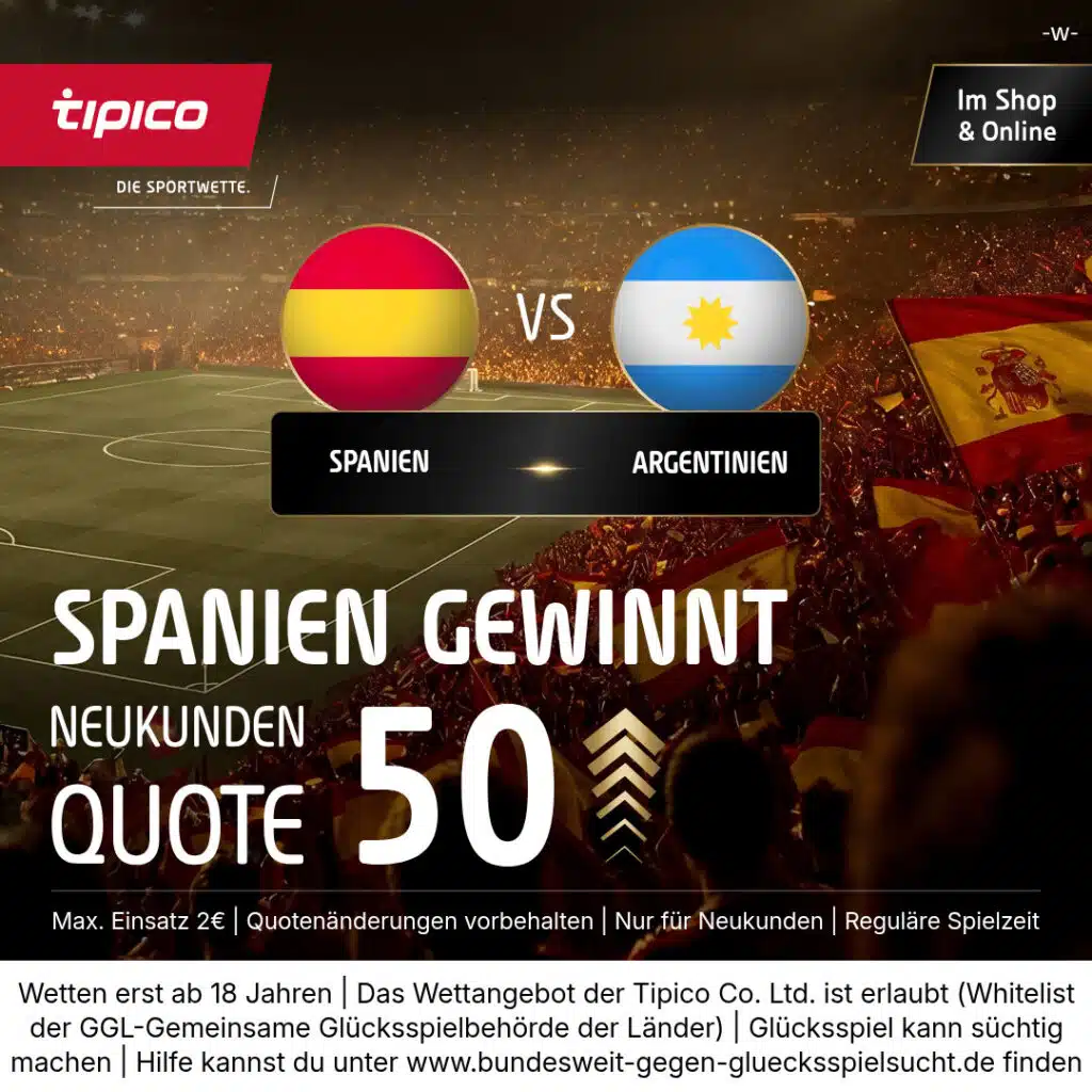 Spanien - Argentinien WM Finale Boost Tipico Quoten